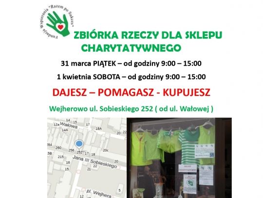 Dajesz, kupujesz, pomagasz – zbiórka dla sklepu charytatywnego w Wejherowie „Razem po sukces”