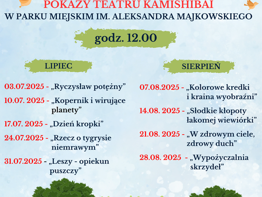 Kamishibai wraca do Parku Miejskiego w Wejherowie. W wakacje czeka nas magiczna podróż przez świat opowieści