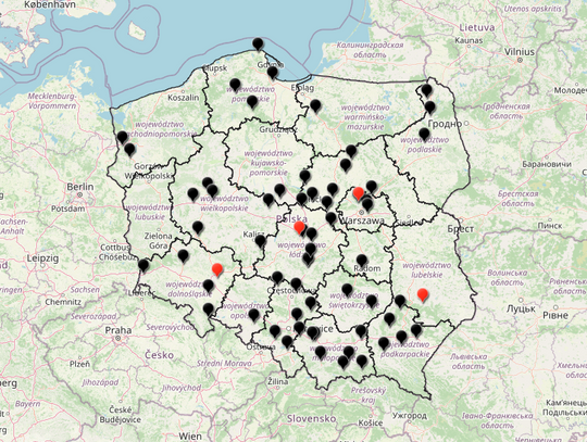 Policyjna mapa wypadków drogowych ze skutkiem śmiertelnym - Wakacje 2022