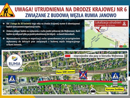 Rumia Janowo. Utrudnienia w ruchu od lutego do kwietnia