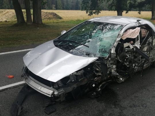 Wypadek w Bożympolu Wielkim. Nie posiadał uprawnień do kierowania