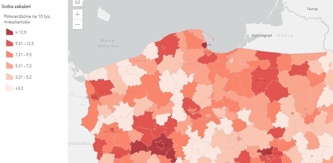 Powiat wejherowski. Liczba zakażeń koronawirusem