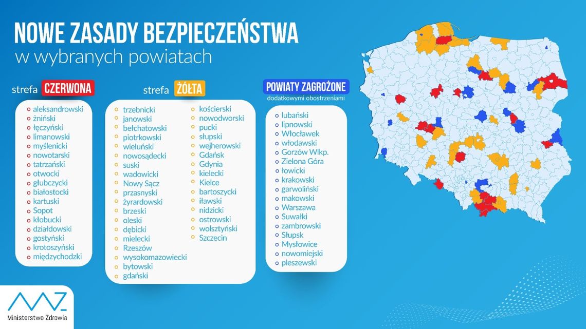 Powiat wejherowski w żółtej strefie. Od jutra zmiany