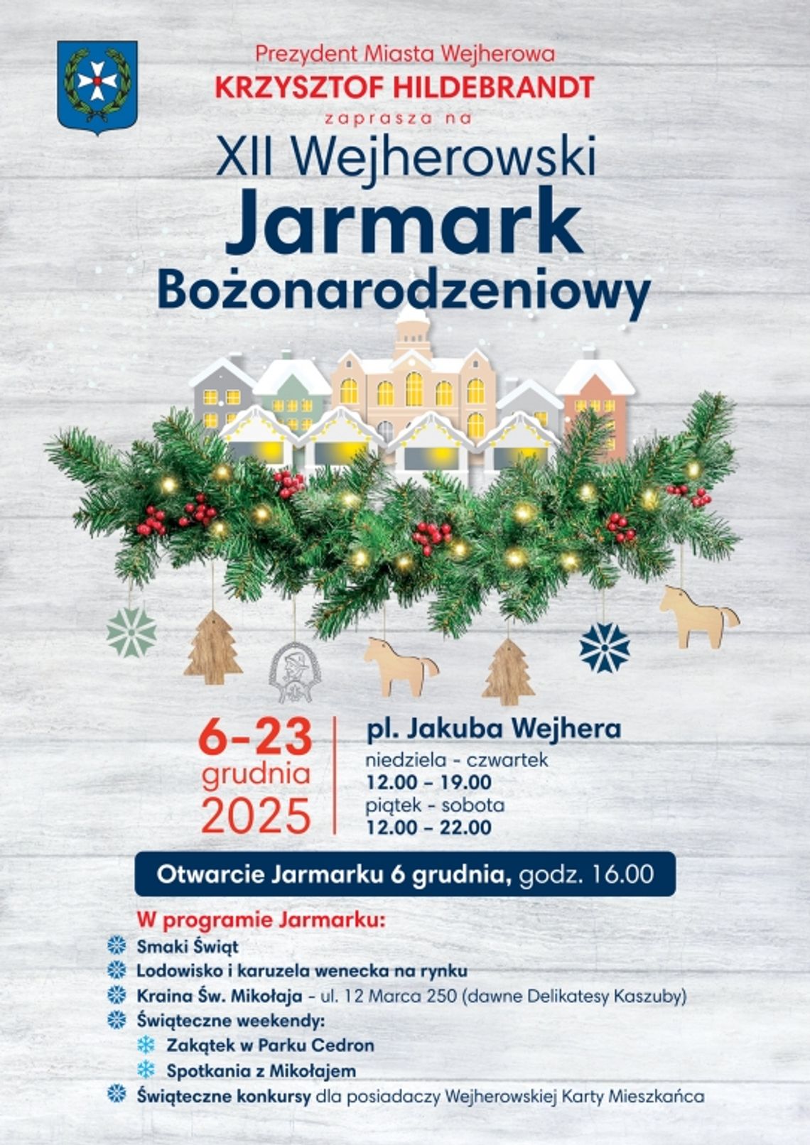 XII Jarmark Bożonarodzeniowy w Wejherowie. Zobacz program